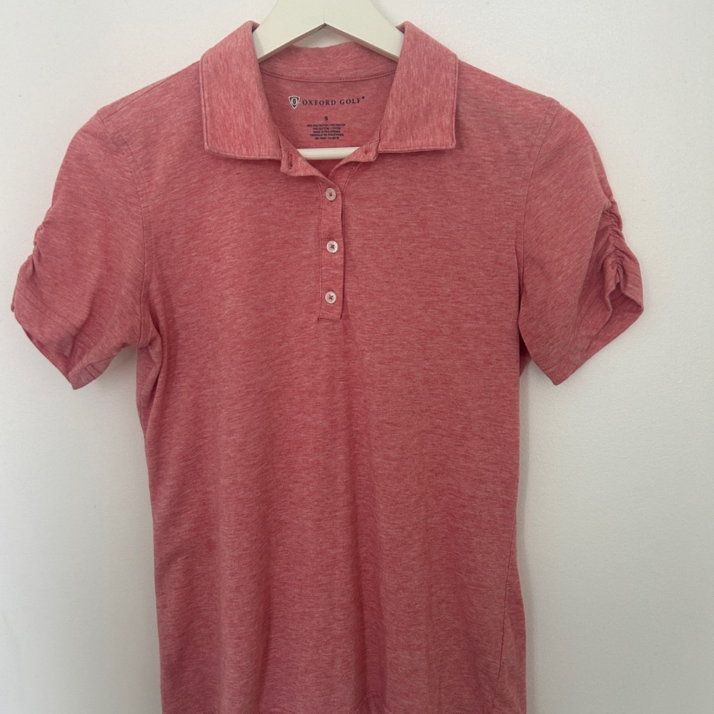 Oxford Golf Women’s Pink Fitted Button‑Down Polo Shirt S – Casual, Polished